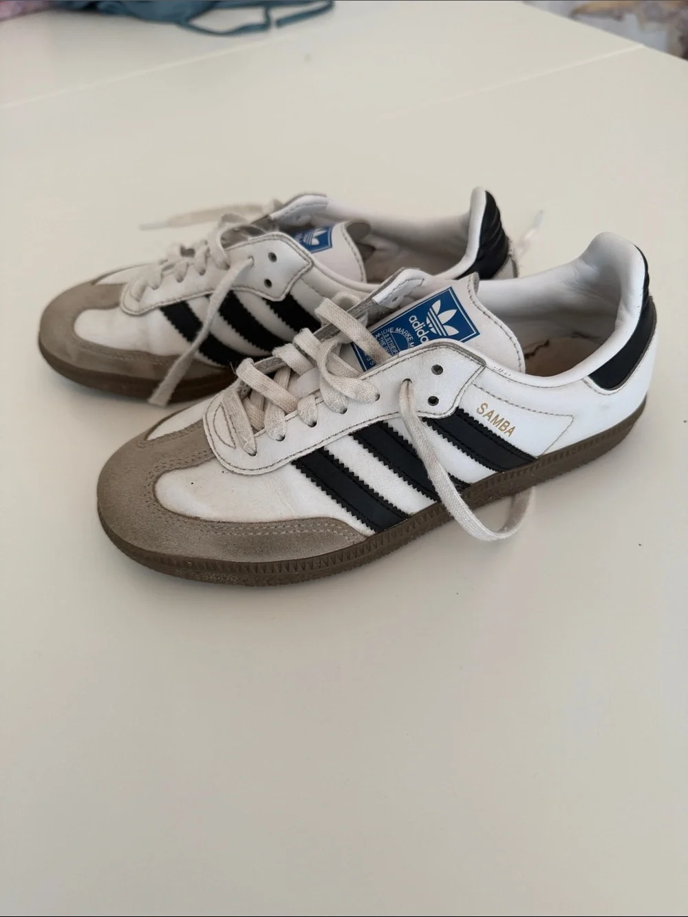 adidas kids sambas White Sneakers with Black Stripes